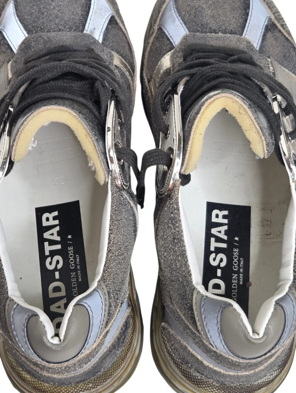 GOLDEN GOOSE DAD-STAR Metallic Gray Sneaker